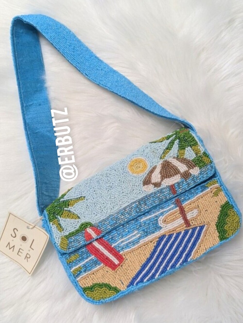 HTF SOL and MER Viral Tropical Beach Motif Summer Beaded Shoulder Bag 🏖️